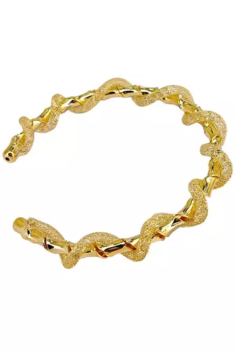 Gold plated twisted spring cuff adjustable bracelet