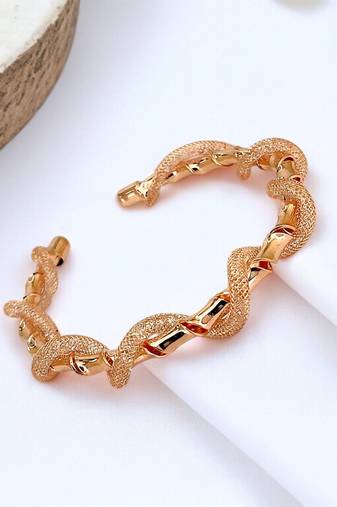 Rose gold plated twisted spring cuff adjustable bracelet
