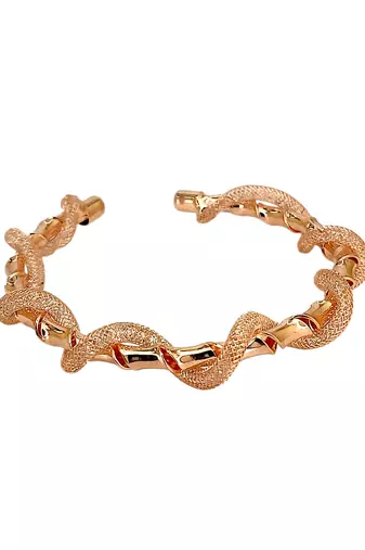 Rose gold plated twisted spring cuff adjustable bracelet