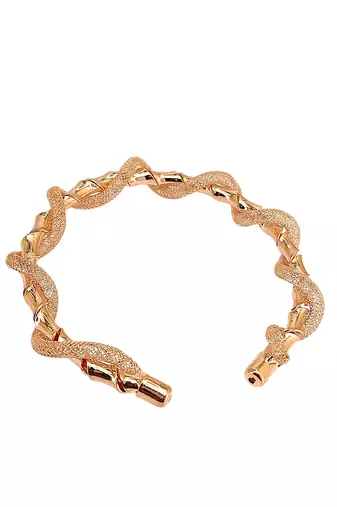 Rose gold plated twisted spring cuff adjustable bracelet