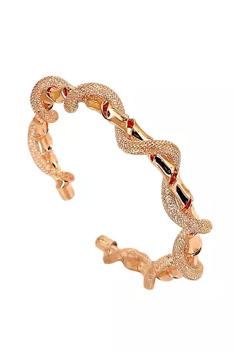 Rose gold plated twisted spring cuff adjustable bracelet
