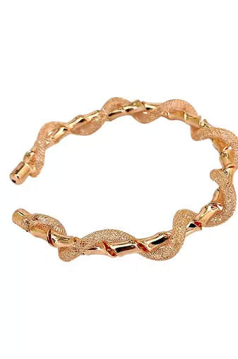 Rose gold plated twisted spring cuff adjustable bracelet