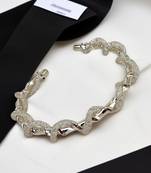 Silver plated twisted spring cuff adjustable bracelet