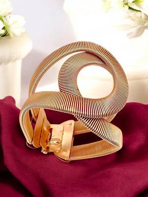 Gold plated coil design cuff adjustable bracelet 1
