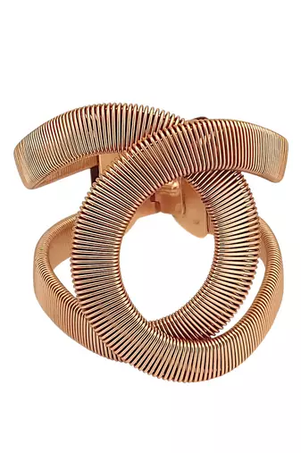 Gold plated coil design cuff adjustable bracelet