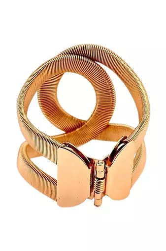 Gold plated coil design cuff adjustable bracelet
