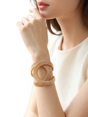 Gold plated coil design cuff adjustable bracelet 5