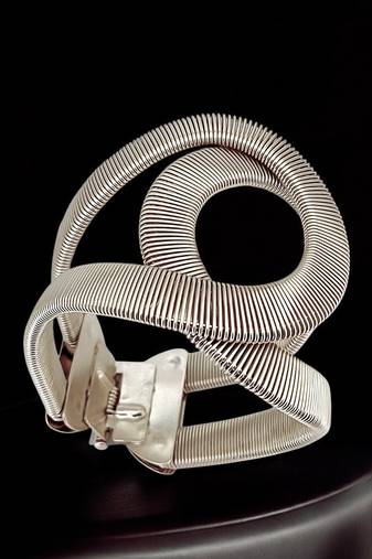 Silver plated coil design cuff adjustable bracelet