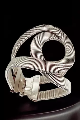 Silver plated coil design cuff adjustable bracelet