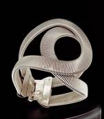 Silver plated coil design cuff adjustable bracelet