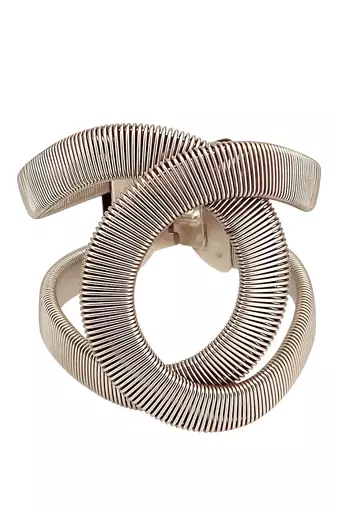Silver plated coil design cuff adjustable bracelet
