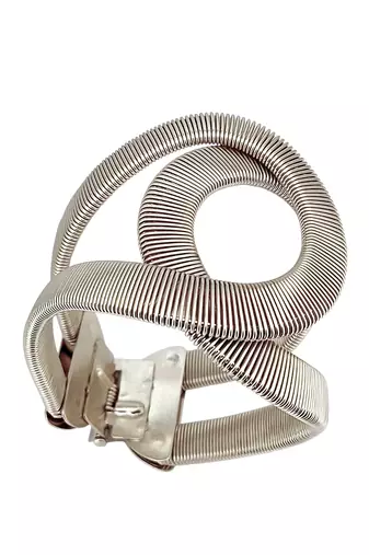 Silver plated coil design cuff adjustable bracelet