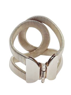 Silver plated coil design cuff adjustable bracelet 4