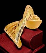 Gold plated spiral twist adjustable cuff bracelet