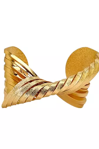 Gold plated spiral twist adjustable cuff bracelet