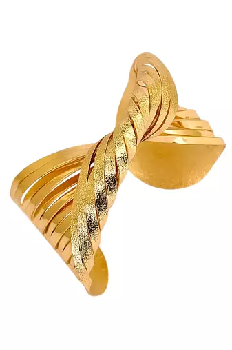 Gold plated spiral twist adjustable cuff bracelet