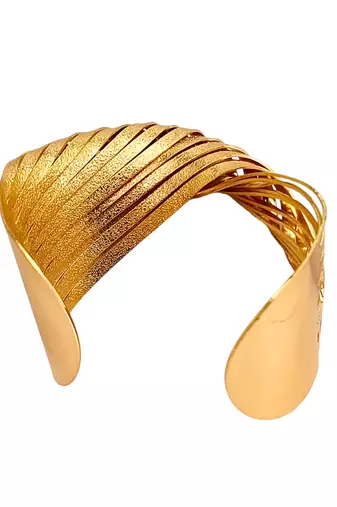 Gold plated spiral twist adjustable cuff bracelet