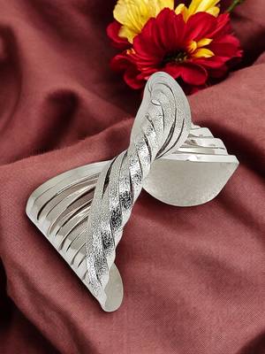Silver plated spiral twist adjustable cuff bracelet 1
