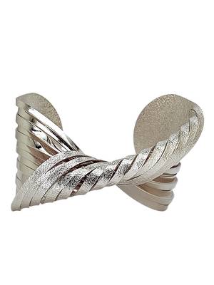Silver plated spiral twist adjustable cuff bracelet 2