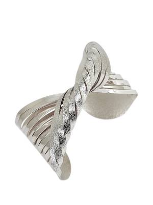 Silver plated spiral twist adjustable cuff bracelet 3