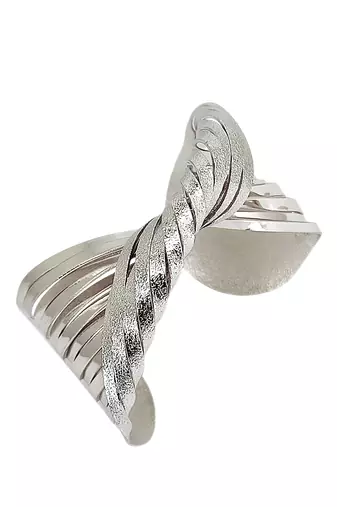 Silver plated spiral twist adjustable cuff bracelet