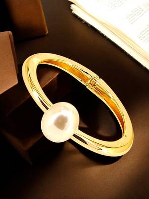 Gold plated hinged cuff bracelet 1