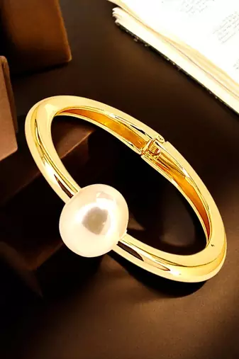 Gold plated hinged cuff bracelet