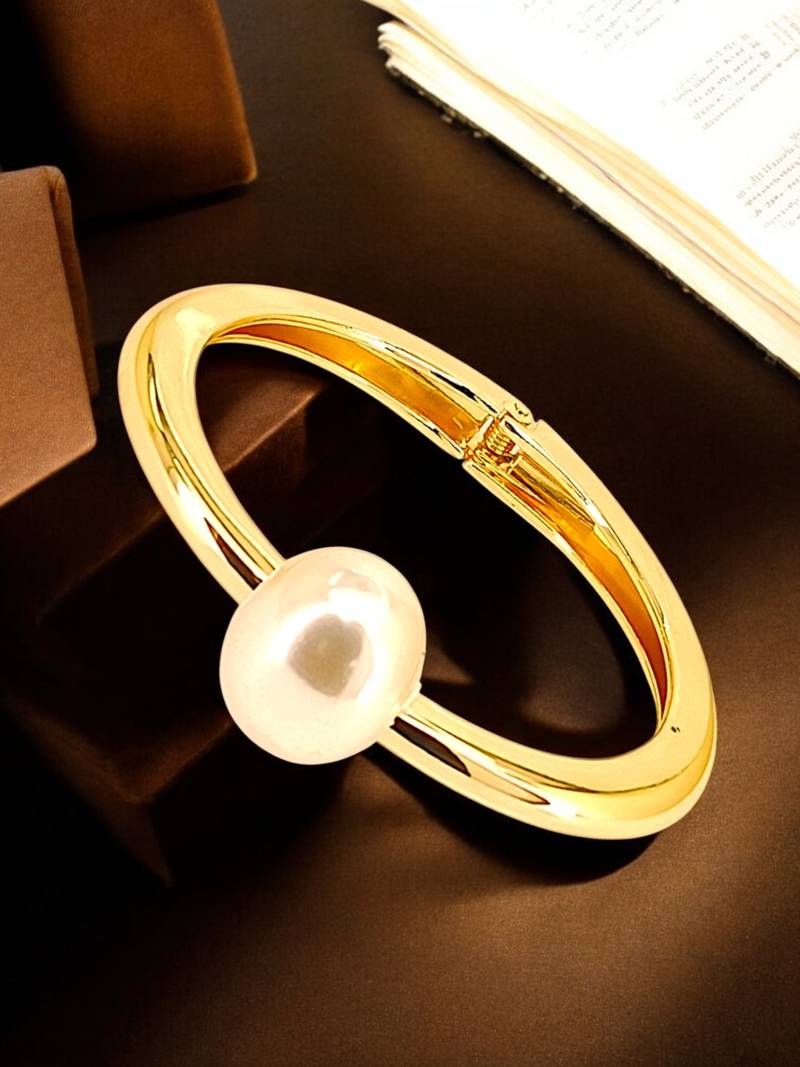 Gold plated hinged cuff bracelet