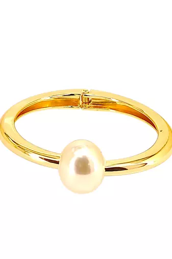 Gold plated hinged cuff bracelet