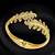 Gold plated leaf cz hinge cuff bracelet