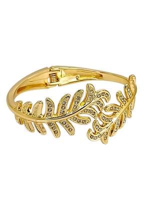 Gold plated leaf cz hinge cuff bracelet 2