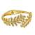 Gold plated leaf cz hinge cuff bracelet