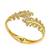 Gold plated leaf cz hinge cuff bracelet