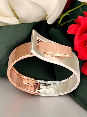Rose gold & silver plated interlock cuff bracelet 1