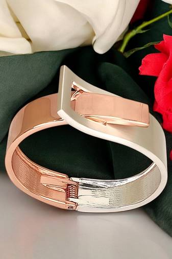 Rose gold & silver plated interlock cuff bracelet