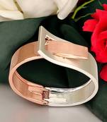 Rose gold & silver plated interlock cuff bracelet