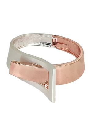 Rose gold & silver plated interlock cuff bracelet 2