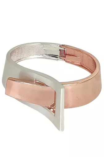 Rose gold & silver plated interlock cuff bracelet