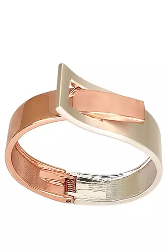 Rose gold & silver plated interlock cuff bracelet