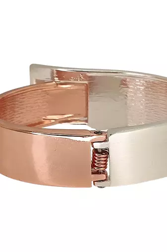 Rose gold & silver plated interlock cuff bracelet