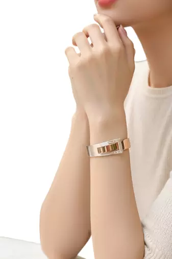 Rose gold & silver plated interlock cuff bracelet