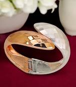 Rose gold & silver plated checkered cuff bracelet