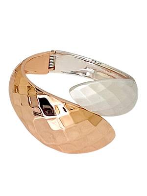 Rose gold & silver plated checkered cuff bracelet 2