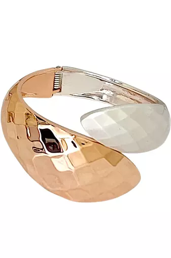Rose gold & silver plated checkered cuff bracelet