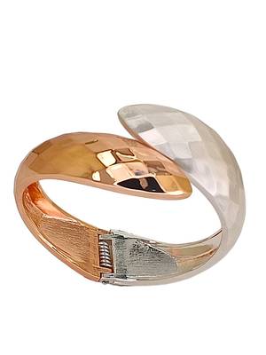 Rose gold & silver plated checkered cuff bracelet 3