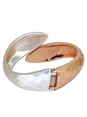 Rose gold & silver plated checkered cuff bracelet 4