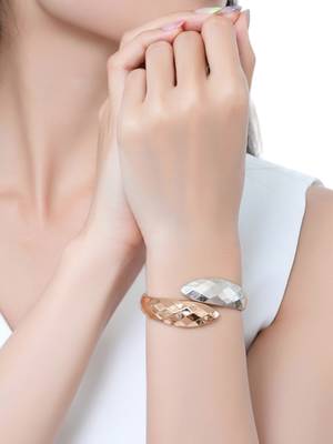 Rose gold & silver plated checkered cuff bracelet 5
