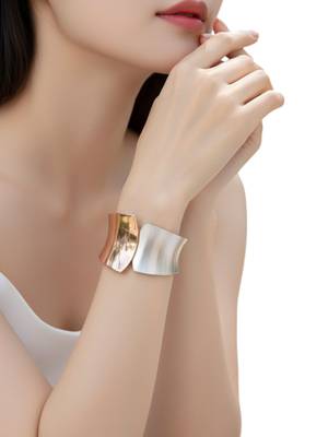 Gold & silver plated statement cuff bracelet 5