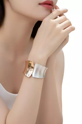 Gold & silver plated statement cuff bracelet