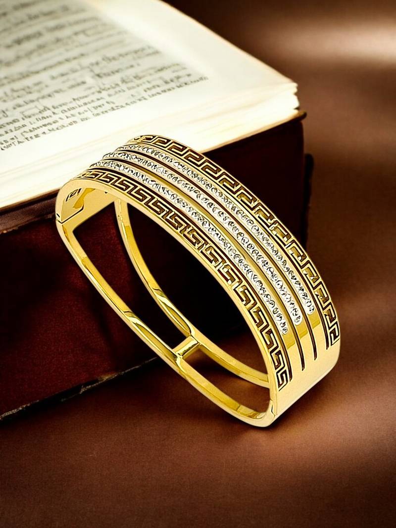 Gold plated greek key cubic zircon bracelet